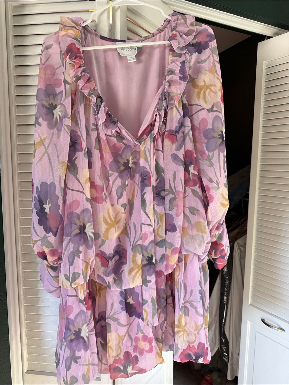 Anthropologie Mare Mare Lavender Floral Ruffle Mini Dress - Medium - Worn Once